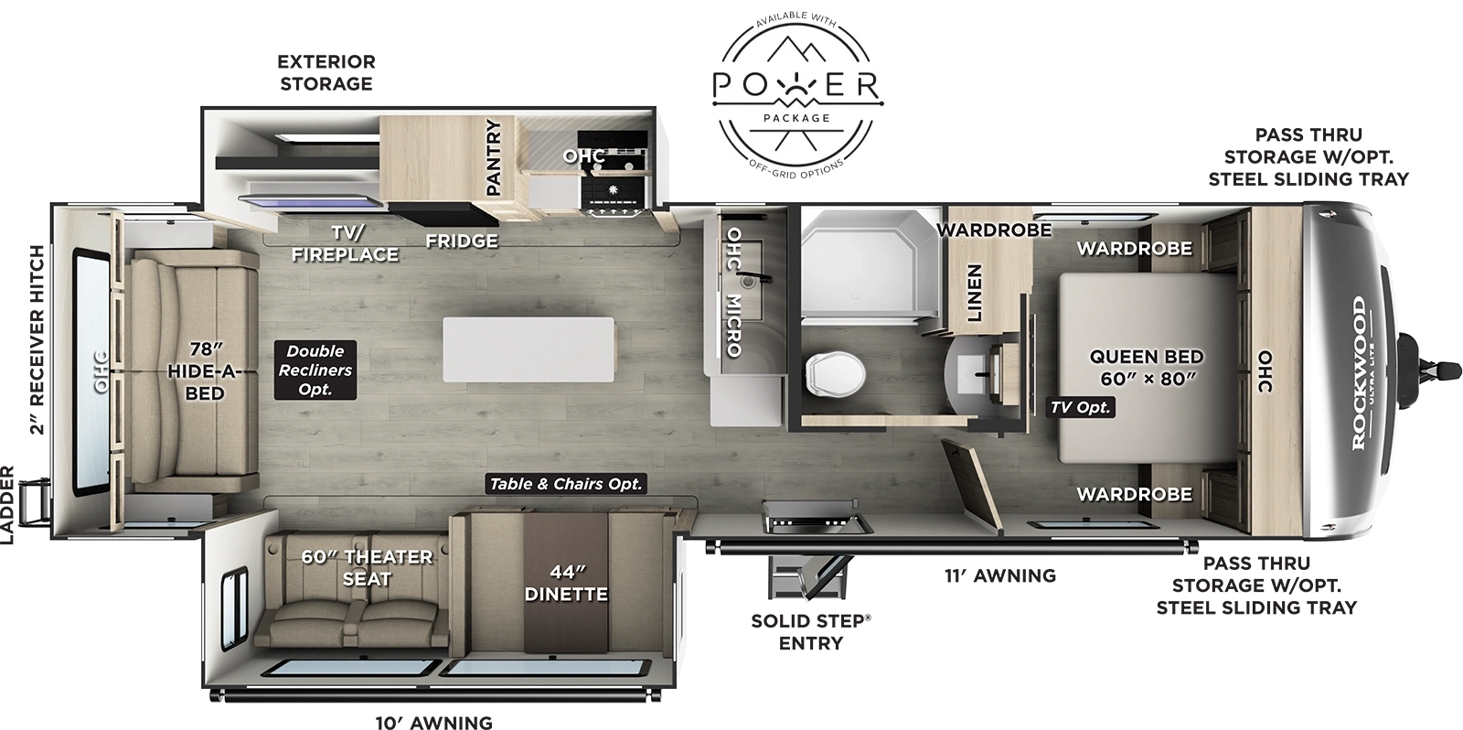 Rockwood Ultra Lite Travel Trailers 2906RL Floorplan
